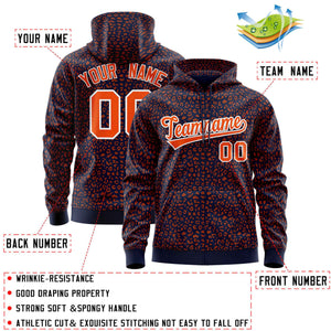 Custom Navy Orange Varsity Full-Zip Letterman Leopard Print Hoodie Jacket