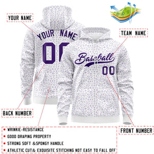 Custom White Purple Varsity Full-Zip Letterman Leopard Print Hoodie Jacket