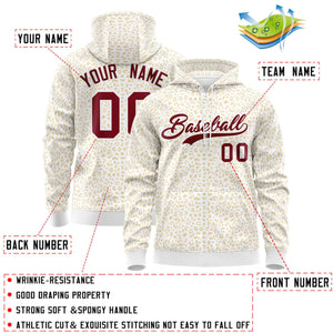 Custom White Khaki Varsity Full-Zip Letterman Leopard Print Hoodie Jacket