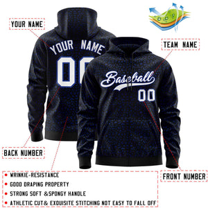 Custom Black Royal Varsity Full-Zip Letterman Leopard Print Hoodie Jacket