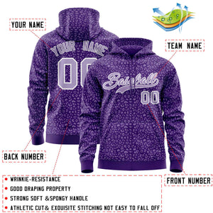 Custom Purple Light Purple Varsity Full-Zip Letterman Leopard Print Hoodie Jacket