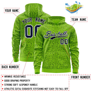 Custom Neon Green Navy Varsity Full-Zip Letterman Leopard Print Hoodie Jacket