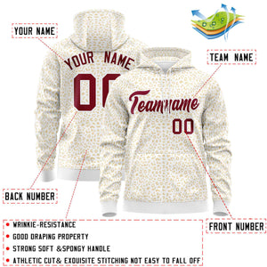 Custom White Khaki Varsity Full-Zip Letterman Leopard Print Hoodie Jacket