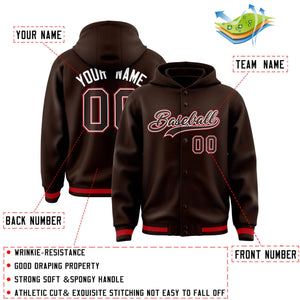 Custom Brown Brown-White Varsity Full-Snap Letterman Classic Hoodie Jacket