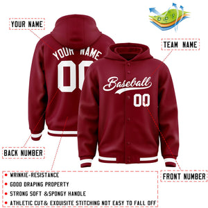 Custom Crimson White Varsity Full-Snap Letterman Classic Hoodie Jacket