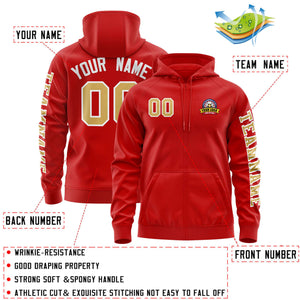 Custom Red Old Gold Varsity Full-Zip Letterman Classic Hoodie Jacket