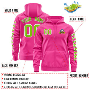 Custom Pink Neon Green Varsity Full-Zip Letterman Classic Hoodie Jacket