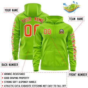 Custom Neon Green Orange Varsity Full-Zip Letterman Classic Hoodie Jacket