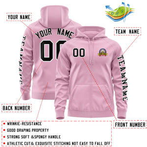 Custom Light Pink Black Varsity Full-Zip Letterman Classic Hoodie Jacket