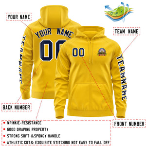 Custom Gold Navy Varsity Full-Zip Letterman Classic Hoodie Jacket