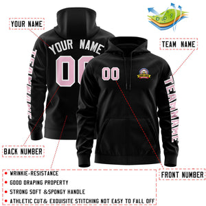 Custom Black Light Pink Varsity Full-Zip Letterman Classic Hoodie Jacket