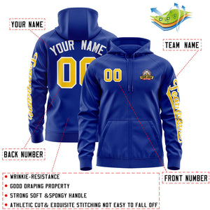 Custom Royal Gold Varsity Full-Zip Letterman Classic Hoodie Jacket