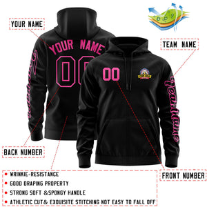 Custom Black Pink Varsity Full-Zip Letterman Classic Hoodie Jacket