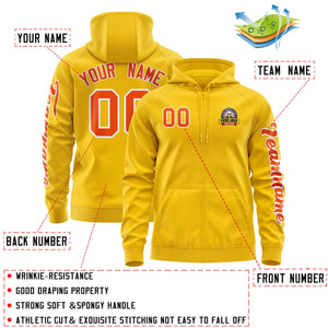 Custom Gold Orange Varsity Full-Zip Letterman Classic Hoodie Jacket