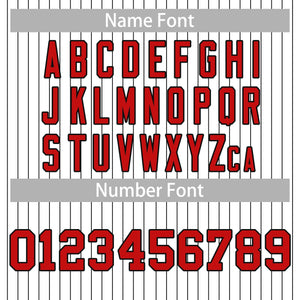 white pin stripe baseball jersey font style