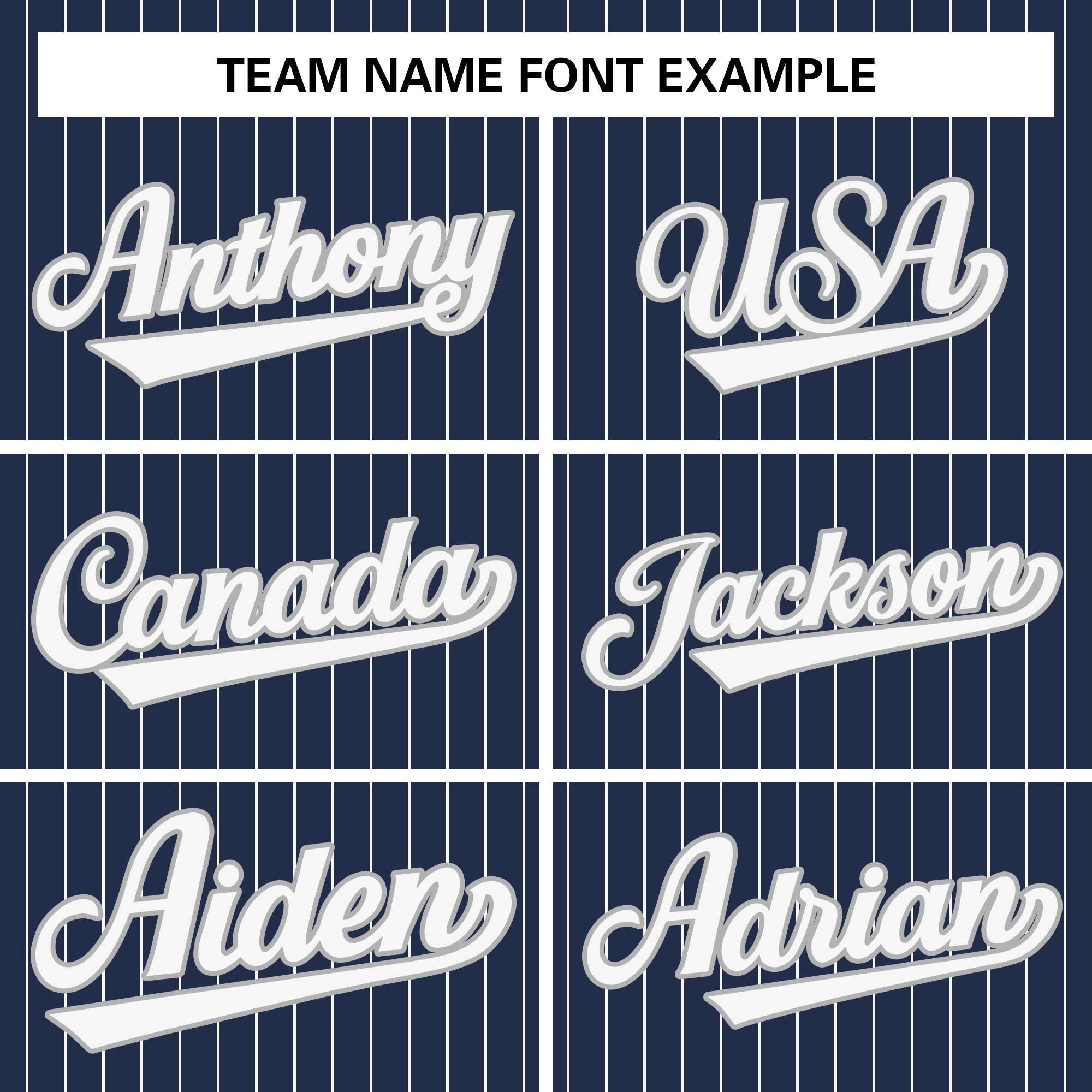 custom white pin stripe baseball jerseys athlete name and number font