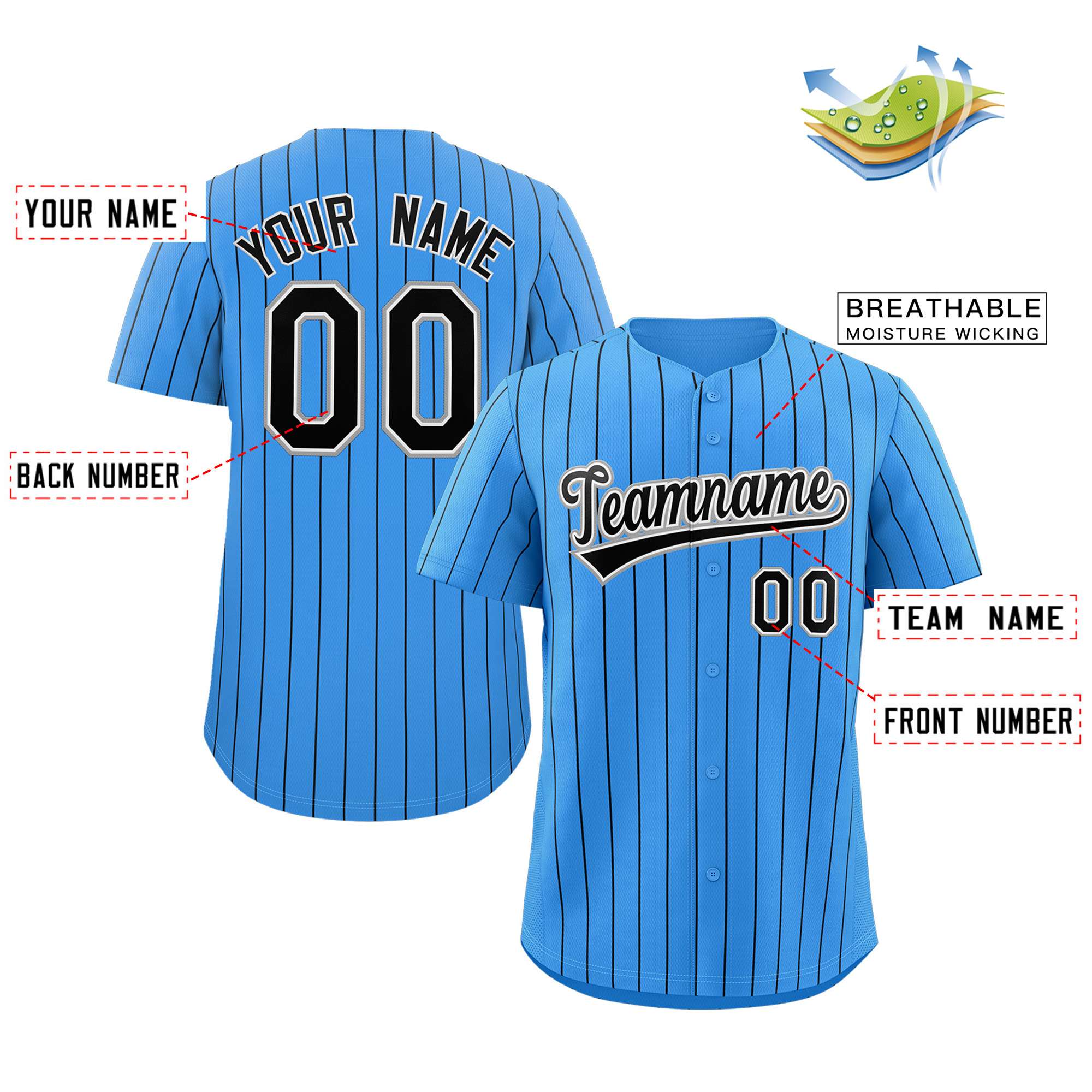 blue pin stripe baseball jersey