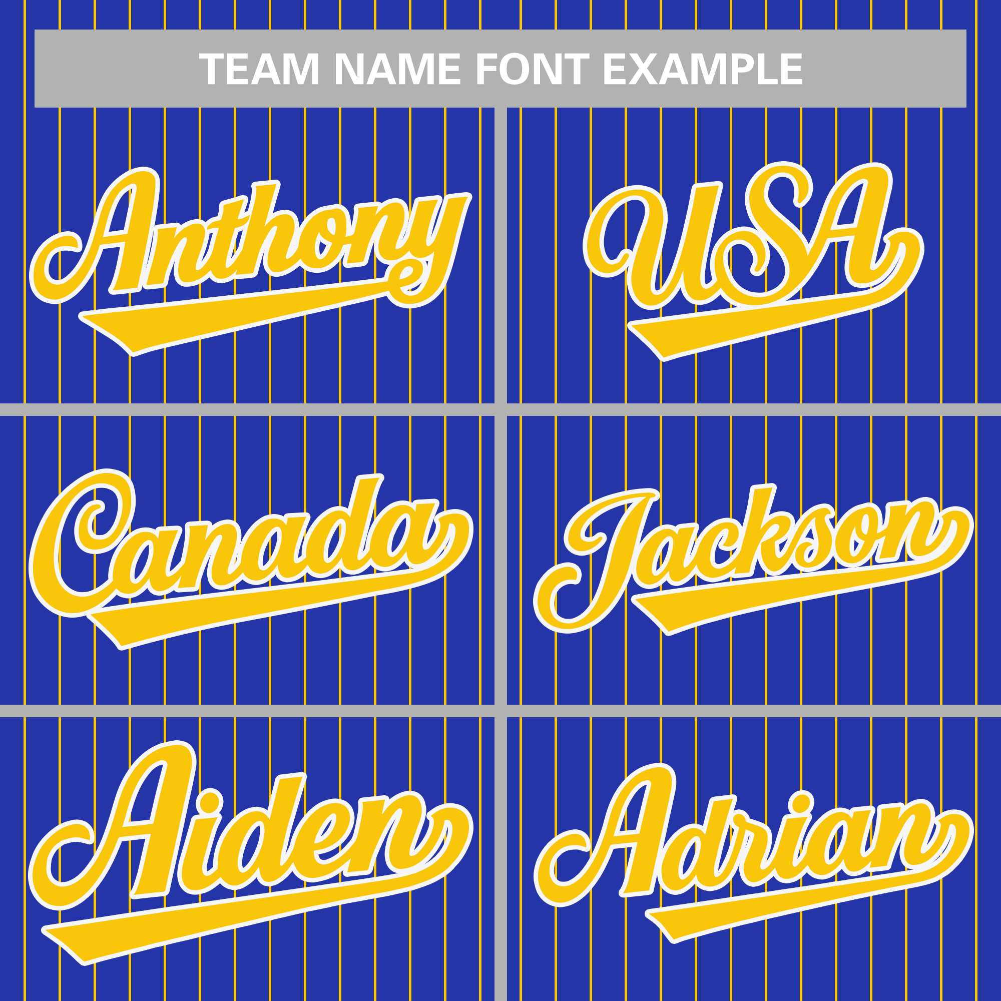 striped baseball uniform team name font