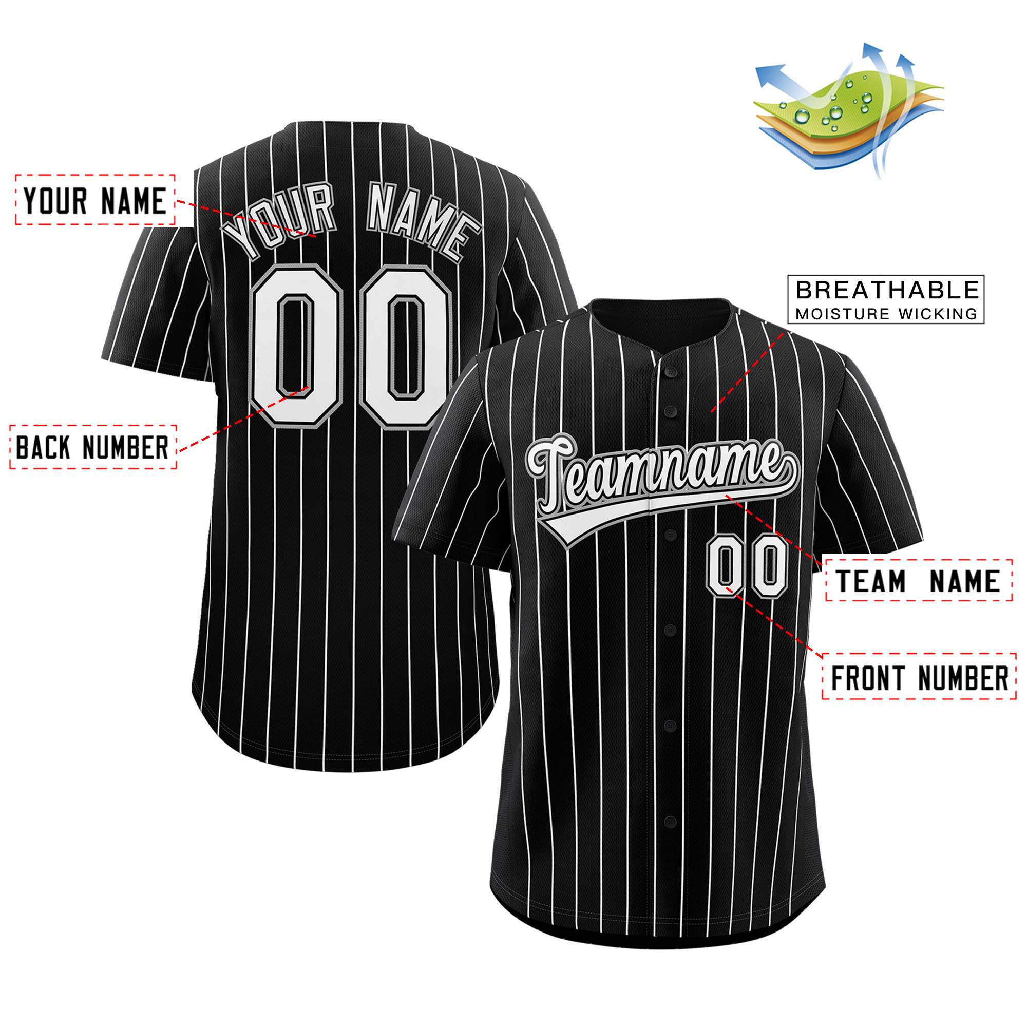 black pinstripe baseball jerseys