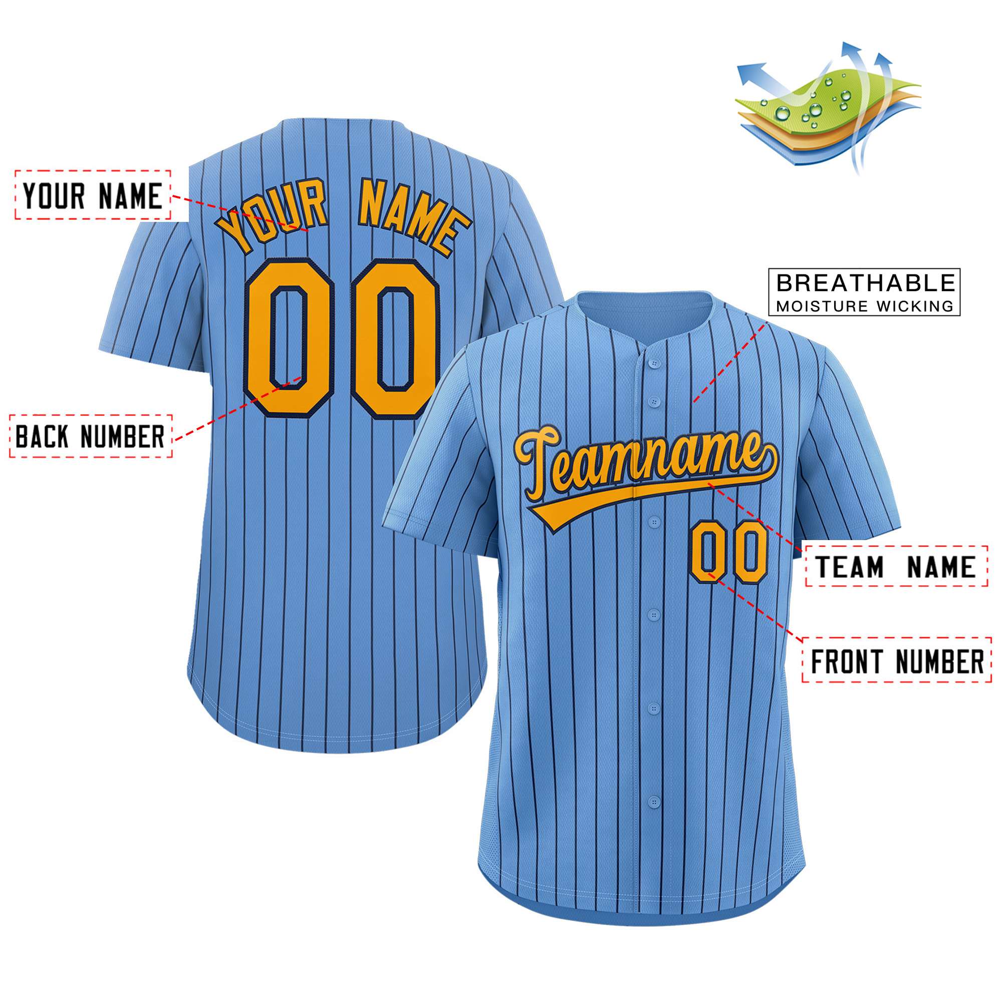 custom pinstripe baseball jersey