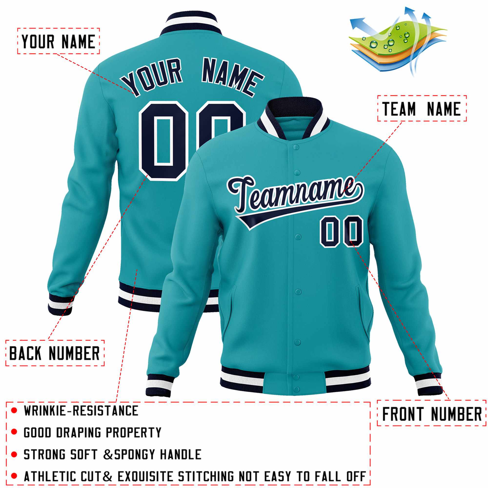 Aqua Blue Varsity Jacket 