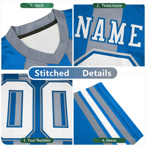 Custom Navy Powder Blue Personalized Thick Stripe Design Authentic Football Jersey