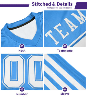 Custom White Powder Blue Gradient Personalized Side Pattern Authentic Football Jersey