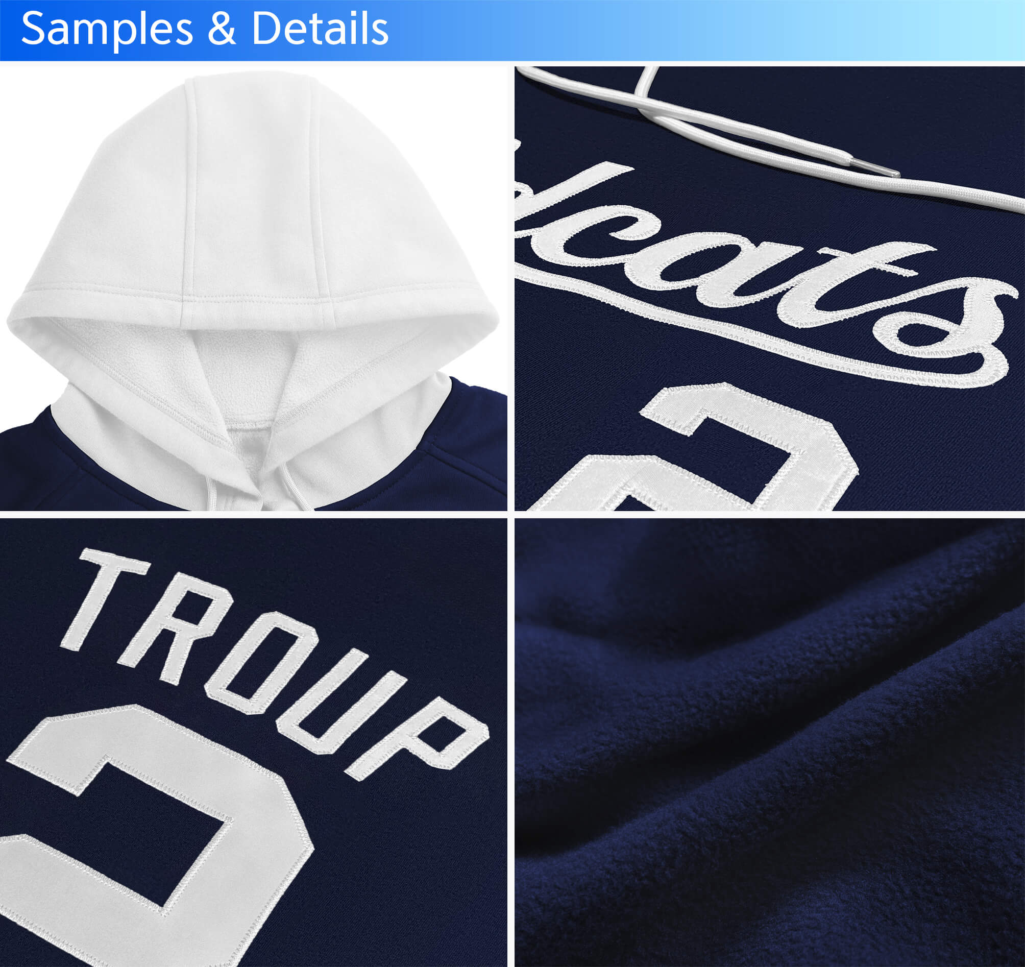 Custom Gray Royal-White Classic Style Personalized Sport Pullover Hoodie