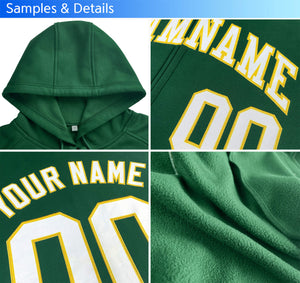 Custom Stitched Green White-Gold Sports Full-Zip Sweatshirt Hoodie