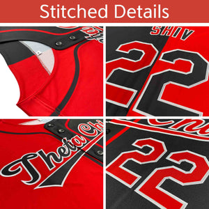 Custom Black Red-White Hook Split Fashion Authentic Baseball Jersey