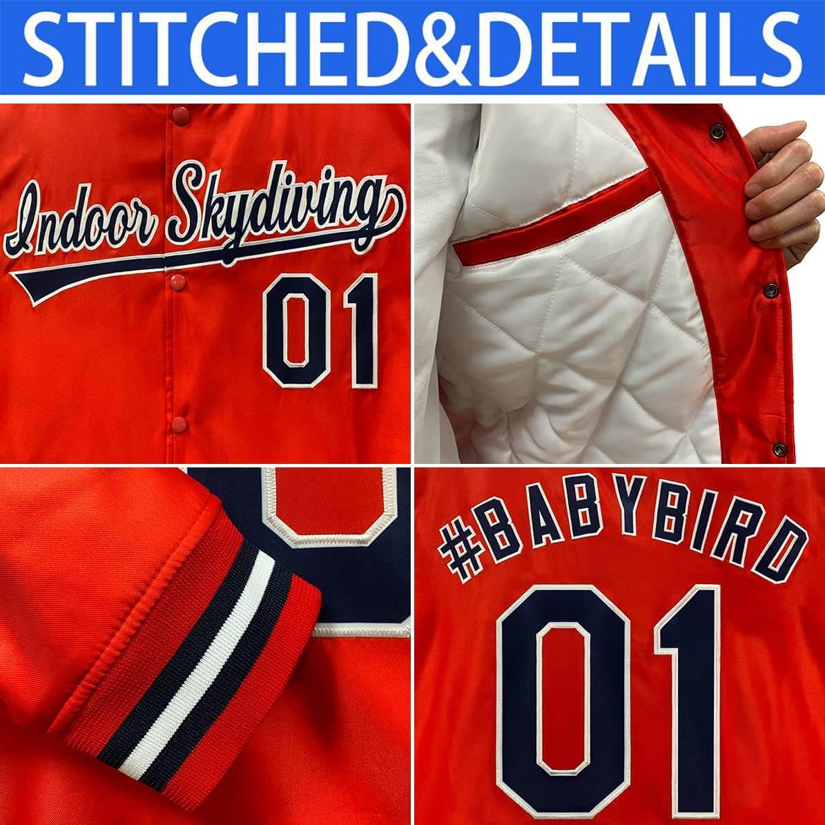 Custom Navy White-Red Letterman Solider Classic Style Varsity Full-Snap Jacket