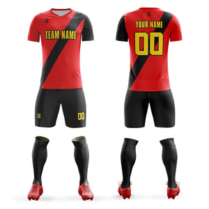 Custom Red Yellow-Black Casual Printing Sportswear Soccer Sets Jersey