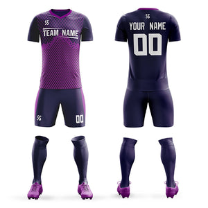 Custom Purple Printing Outdoor Tracksuit Soccer Sets Jersey