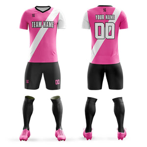 Custom Pink White Casual Printing Sportswear Soccer Sets Jersey