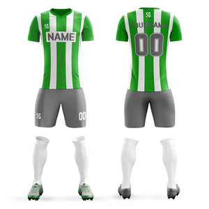 Custom Green Gray Casual Outdoor Soccer Sets Jersey