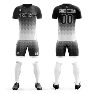 Custom Black Casual Printing Sportswear Soccer Sets Jersey