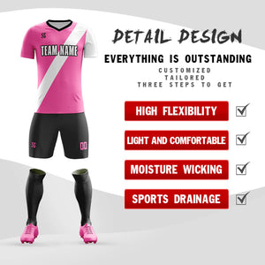 Custom Pink White Casual Printing Sportswear Soccer Sets Jersey