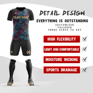 Custom Black Printing Outdoor Breathable Soccer Sets Jersey