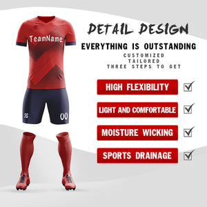 Custom Red Printing Outdoor Breathable Soccer Sets Jersey