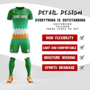 Custom Green White Casual Printing Sportswear Soccer Sets Jersey