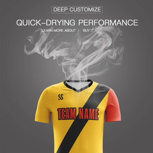 Custom Yellow Red Casual Printing Sportswear Soccer Sets Jersey