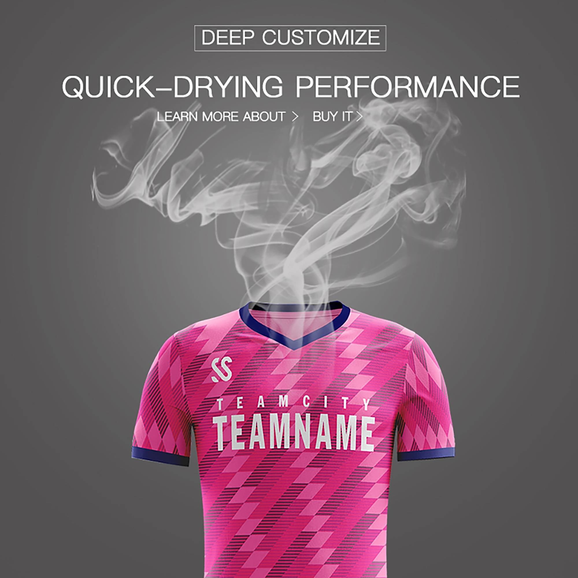 Custom Pink Printing Outdoor Tracksuit Soccer Sets Jersey