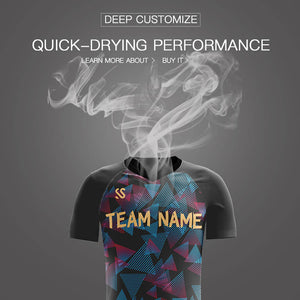 Custom Black Printing Outdoor Breathable Soccer Sets Jersey