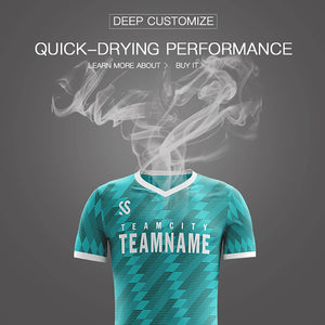 Custom Teal Printing Outdoor Tracksuit Soccer Sets Jersey