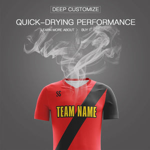 Custom Red Yellow-Black Casual Printing Sportswear Soccer Sets Jersey