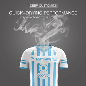 Custom Light Blue Printing Sportswear Soccer Sets Jersey