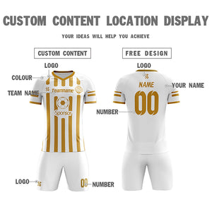 Custom White Gold Casual Printing Sportswear Soccer Sets Jersey