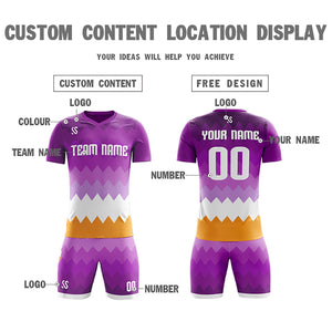 Custom Purple White Casuall Printing Sportswear Soccer Sets Jersey