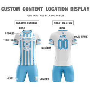 Custom Light Blue Printing Sportswear Soccer Sets Jersey