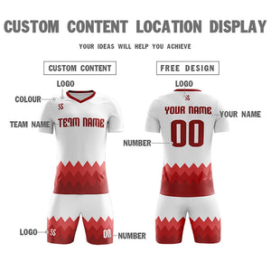 Custom White Red Casual Printing Sportswear Soccer Sets Jersey